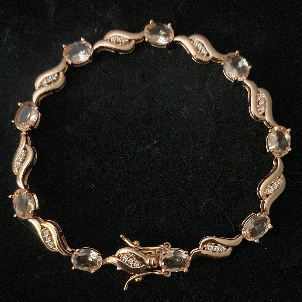 Rose Gold Plated Oval Simulated Morganite Bracelet